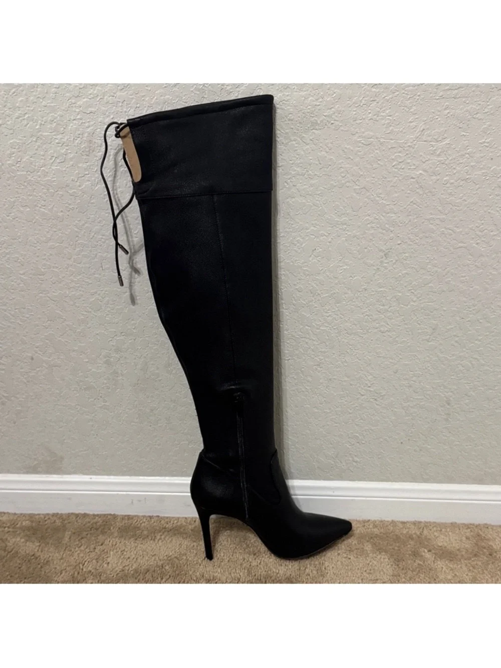 Michael Kors Jamie Over-the-Knee Black Stretch Leather Stiletto Boots